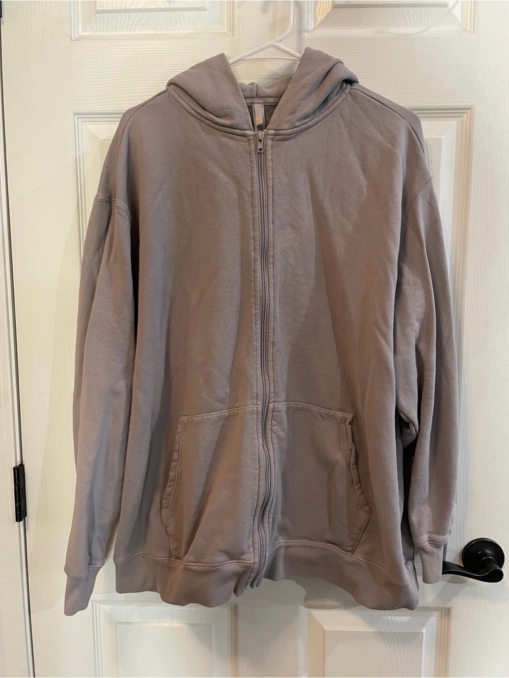 SKIMS Cotton French Terry Oversized Zip Up Hoodie Oyster Beige Taupe XL